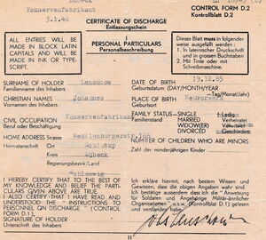 24-Lebenserinnerungen Lenschow, Johannes Entlassungsschein 1946 cover