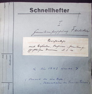 Familienverband Feilcke Korrespondenz Linie1 Werder 1919-1969 cover